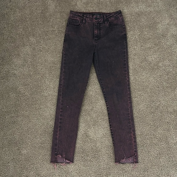 Wild Fable Purple Wash Denim skinny Raw Hem Size 2 - Picture 2 of 13